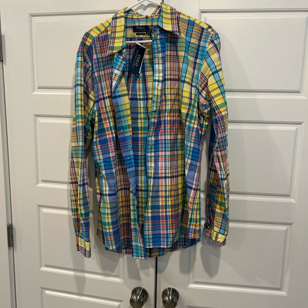 Ralph Lauren Blue and Yellow Casual Button Down Shirt